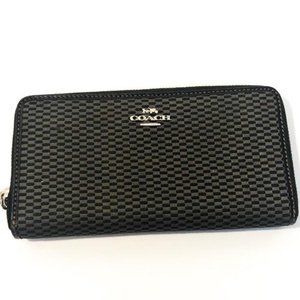 COACH Legacy Jacquard Accordion Zip Wallet Gray /